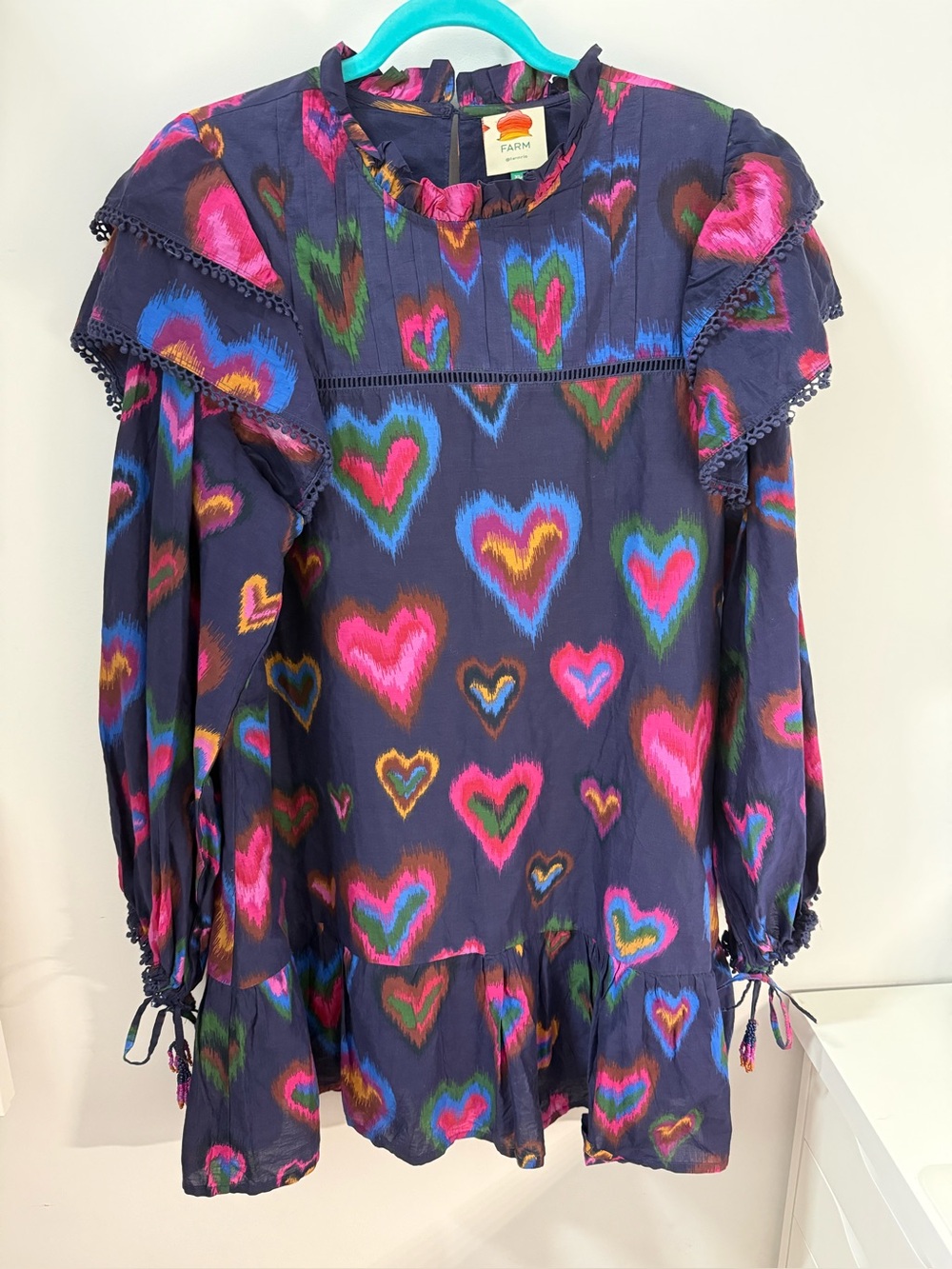 GUC Farm Rio X Anthropology ruffle mock neck dress size XL